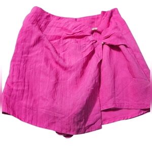 DO+BE Textured Sarong Wrap Front Mini Skort In Bright Pink. Size SM NWT